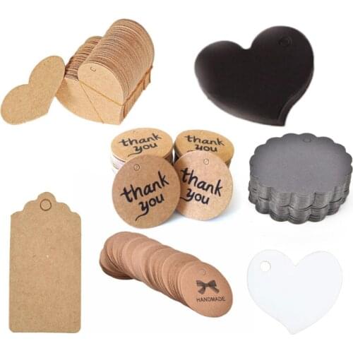 100PCS Natural Kraft Paper Gift Tags Thank you DIY Crafts Clothing Garment Tags