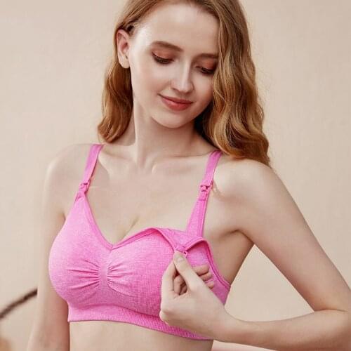 Pregnant Women Without Steel Ring Open Button Nursing Bra Seamless Breastfeeding Anti-Sagging Gather Nursing Bra Underwear 2021