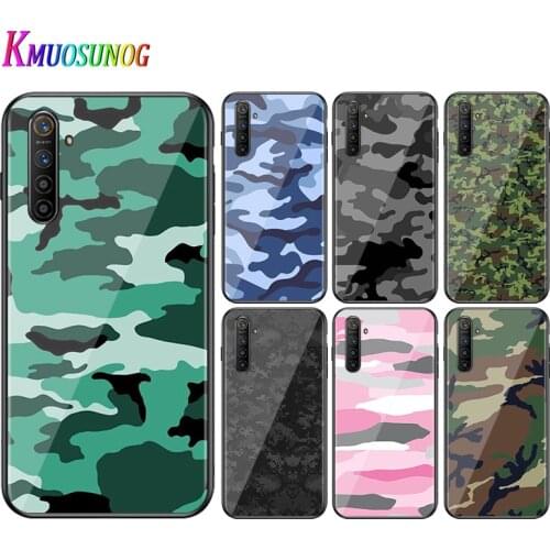 For OPPO A5 A9 2020 F7 Phone Cover Camouflage art for OPPO Reno 2 Z 2Z 2F 3 4 Pro 5G Bright Black Phone Case