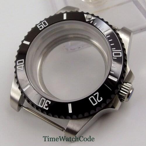 40mm watch case parts fit for Miyota8215 ETA2836 NH35A NH36A black PVD coated sapphire glass ceramic bezel insert glass back