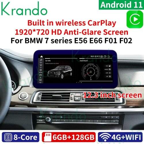 Krando Android 10.0 4G 64G 12.3'' for BMW 7 Series E56 E66 F01 F02 2009-2015 car audio gps navigation multimedia system