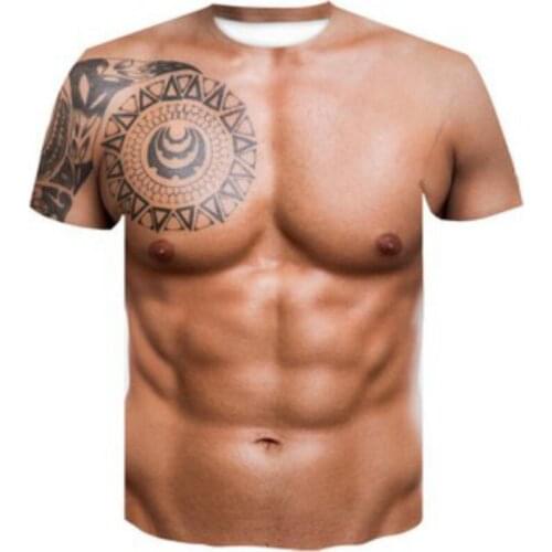 New muscle man printed 3D T-shirt round neck short sleeve ladies T-shirt men casual ladies T-shirt tops