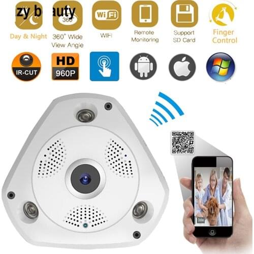 JCWHCAM 1280*960 360 Degree Fisheye Panoramic Camera HD Wireless VR Panorama HD IP Camera Indoor Cam Security WiFi Camera