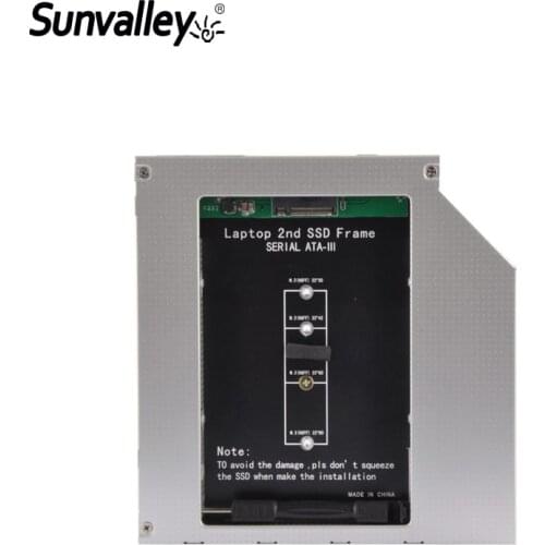 Sunvalley 12.7mm 2nd HDD Caddy 2.5" HDD Case Aluminum Support 2TB HDD SATA 3 NGFF M.2 SSD For notebook DVD/CD-ROM Optical Bay
