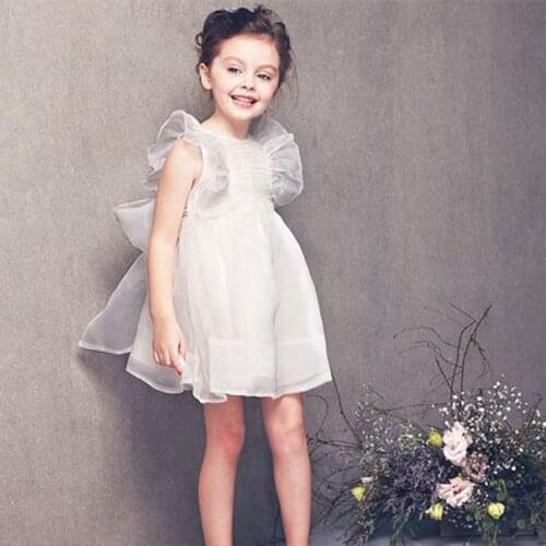 Summer Girls White Dress Princess Wedding Dresses Kids Clothes Children Solid For Baby Girl Clothing Toddler Cute Party Vestidos