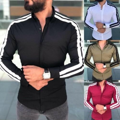 2020 Men Dress Shirt Wedding Office Business Shirt Long Sleeve Autumn Formal Shirt Turn-down Collar Slim Fit Male Shirt 4 Colors