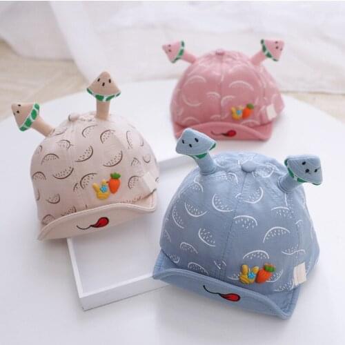 New Spring Summer Fruit Baby Hat Lovely Cartoon Embroidered Baby Girl Boy Hat Infant Baseball Cap With ears Bonnet