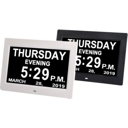 New Design 8" Led Digital Calendar Dementia Elderly Alarm Clock Day Date Time Clock For Vision Loss