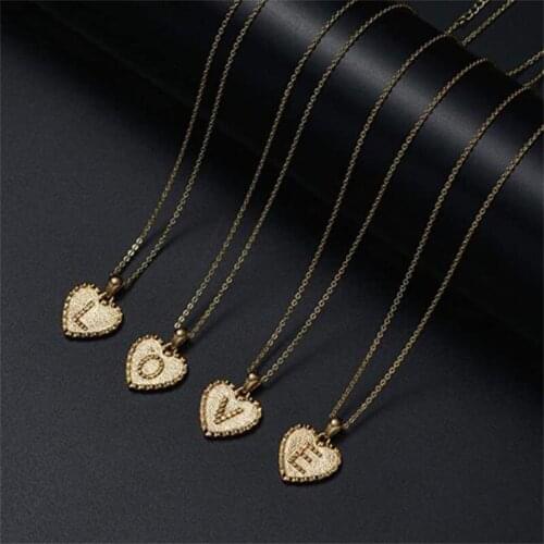 English Alphabet Heart Necklaces Pendants Initials Name Capital Letter Choker Chain Necklace Fashion Jewelry Gifts for Women