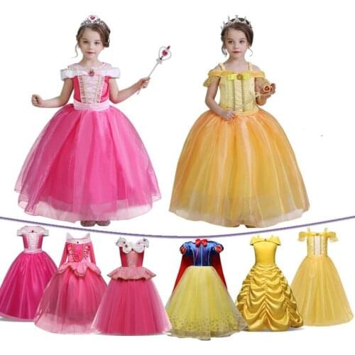 Girls Dress Princess Costume 4-10 Yrs Kids Fancy Role-play Clothing Party Girls Dress Up