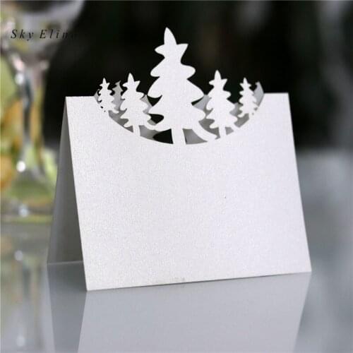 10/50/100pcs Hollow Christmas Tree Table Name Card Hollow Seat Card Wedding Party Table Decoration Place Card 8z