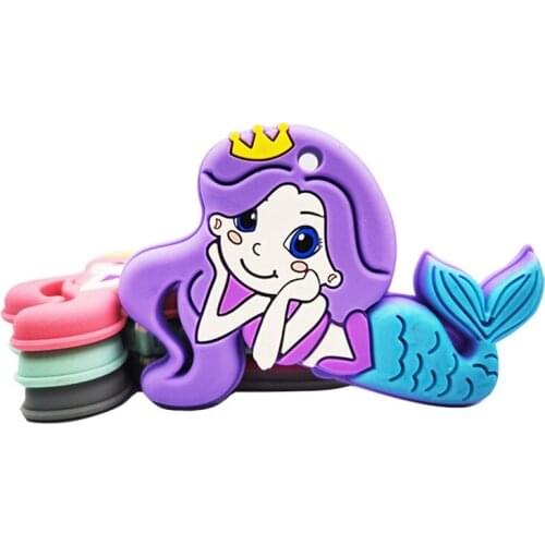 5Pcs Baby Silicone Teether Kids Infant Girl Teething Toy Animal Mermaid BPA Free Food Grade Tiny Rod DIY Chew Toddler Toys
