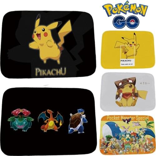 Pokemon Pikachu Rectangle Floor Mat Non-slip Carpet Anime Figure Cartoon Bath Rug Living Room Kitchen Home Decor Christmas Gift