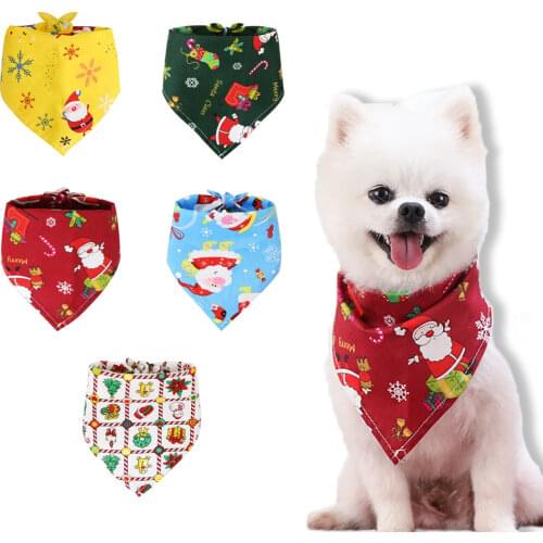 Christmas Pet Scarf Dog Bib Pet Triangle Cartoon Christmas Pet Saliva Towel Happy Christmas Party Decoration Gift for Puppy