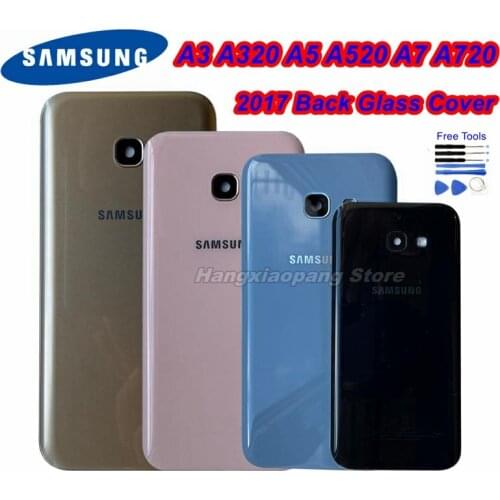 SAMSUNG Galaxy A3/A5/A7 2017 A320 A520 A720 Back Battery Glass Cover Rear Door Housing Case A320 A520 A720 Replace Battery Cover