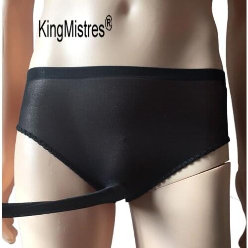 Sexy Men Lingerie Sheer Skinny Stockings Panties Underwear Thong with Penis Bulge Trunk Sheath Sissy Crossdress Underpants