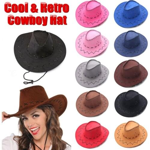Western Cowboy Hat for Men Women Kids Fedora Outdoor Wide Brim Faux Leather Summer Wide Brim Beach Travel Cap Black White Pink