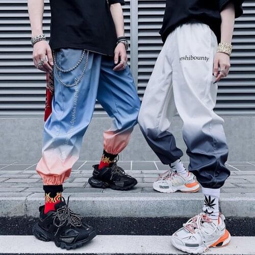 HOUZHOU Mens Harem Pants Sports Men Joggers Sweatpsnts Sportswear Punk Rave Hip Hop Tracksuit Streetwear Summer Baggy Casual