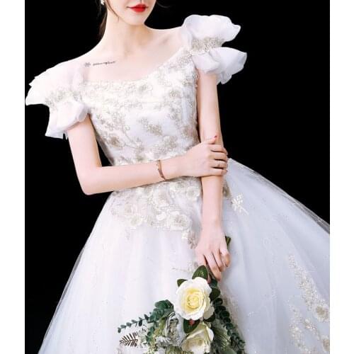 Dream Train Wedding Dress Plus Size New Bride Trailing Wedding Dress Ball Gowns Lace Up Dresses vestidos de novia