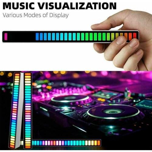 LED Strip RGB Voice-Activated Rhythm Ambient Light Colorful Sound Control Ambient Light 32 Bit Music Level Indicator Car Desktop