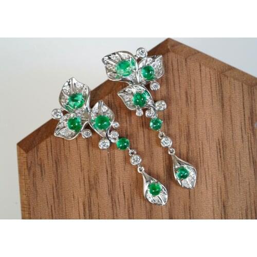 SX609 Fine Jewelry Solid 18k Gold Nature Green Emerald 1.5ct Gemstones Earrings for Women Fine Jewelry Birthday Presents