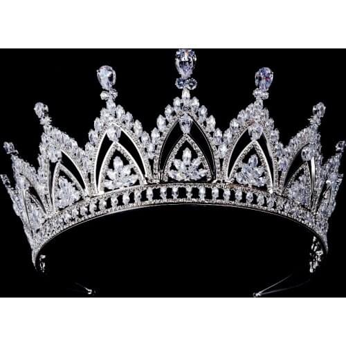 Cubic Zirconia Tiara for Women Crystal Queen Crown Elegant Bridal Hair Accessories for Birthday Pageant Prom Party