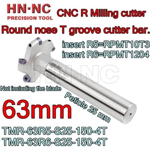 TMR 63mm-R5-R6-S25-150mm CNC R Milling cutter Round nose T groove cutter bar. insert R5 R6 Carbide blade Free shipping