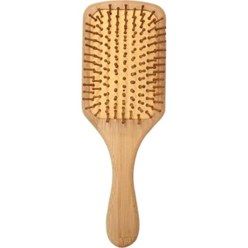 Solid Wood Paddle Hairbrush With Wood Bristles For Massaging Scalp Hairdressing And Massage Square Comb Hair Comb