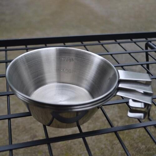 Outdoor Tableware Bowl Practical Safe 304 Stainless Steel Camping Fixed Handle Bowl Portable Cooker Utensils for Picnic Barbecue