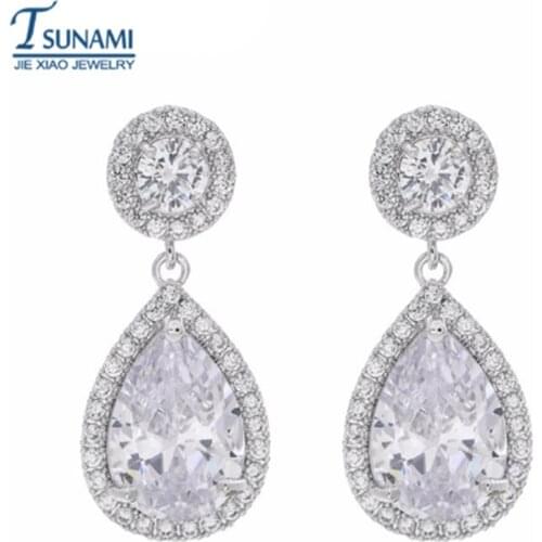 European and American fashion luxury pearl water drop earrings Cuba zircon Silver Earrings Jewelry Pendant ER-001
