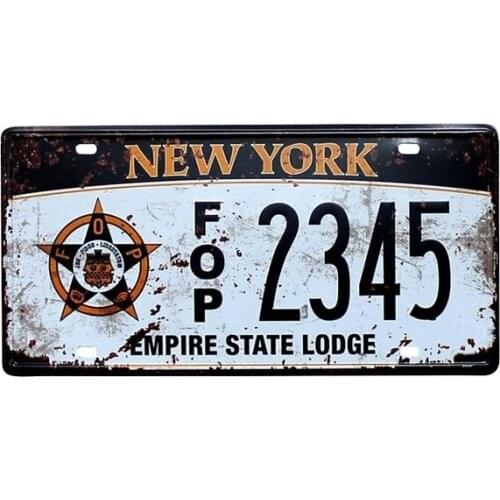 New York Fop 2345 Empire State Lodge Vintage Tin Signs 15*30 cm Wall Art Poster Metal Plaque Car License Plates