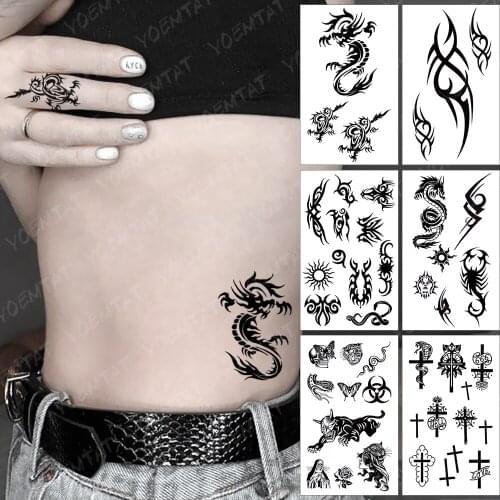 Waterproof Temporary Tattoo Sticker Dragon Finger Totem Flash Tatoo Maori Tribal Arm Wrist Fake Tatto For Body Art Women Men