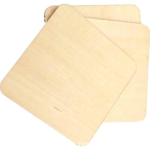 10pcs 90mm 3.54inch Square Wood Pieces Blank with Sanding Sponge for Home Decoration, DIY Crafts, Photo Props and Painting
