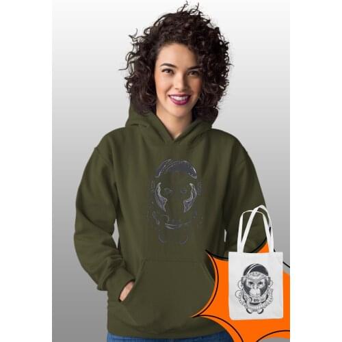 Angemiel Wear Astronot Monkey Green Women 'S Hooded Sweatshirt Bags Kombin