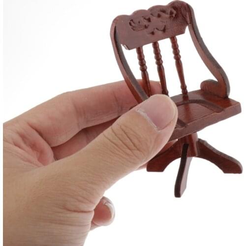 1:12 Wooden Dollhouse Furniture Set - Kids Play Toy Wood Miniature Writing Desk & Chair Model Set Doll House Accessories