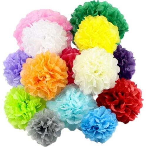 1pcs 10"(25cm) Tissue Paper Pom Poms DIY Creative Paper Flower Balls For Birthday Wedding Home Decorations craft paper flower