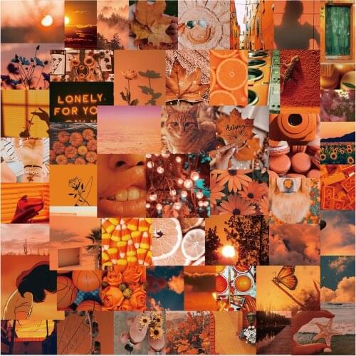 10/56PCS INS Style Orange Sunset Landscape Stickers Aesthetic For Scrapbooking Laptop Suitcase Guitar Waterproof Sticker Decals
