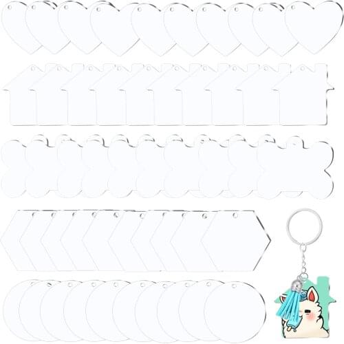 10Pcs/Lot Round Acrylic Clear Circle Discs Heart Shape Acrylic Blank Keychain Pendants for DIY Jewelry Making Accessories