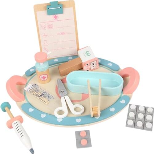 11 Pieces Wooden Doctor Kit for Kids Toddlers, Pretend Play Playset, Gift for