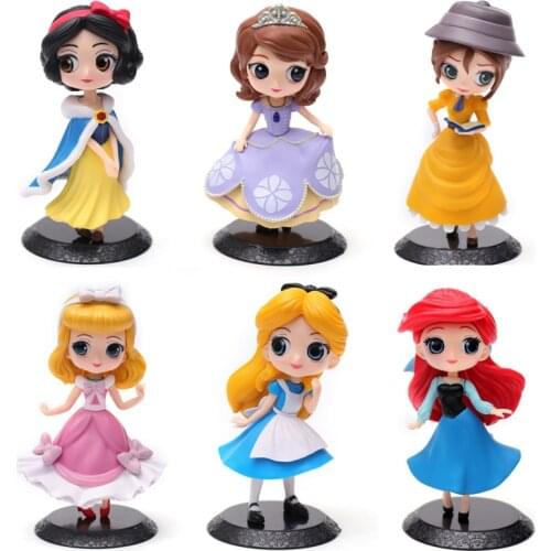 18 Styles Q Posket Princess Snow White Anna Elsa Sofia Mermaid Tangled Mulan Rapunzel PVC Action Figures Collectible Model Toys