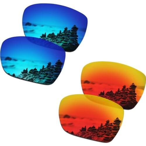 SmartVLT 2 Pairs Polarized Sunglasses Replacement Lenses for Oakley Catalyst Ice Blue and Fire Red
