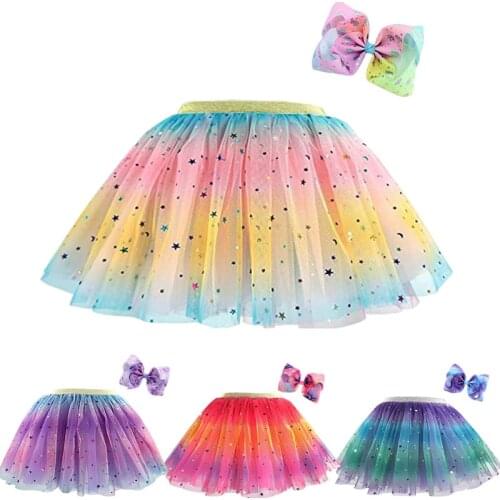 2pcs/set Childrens Gauze Gold Powder Skirt Butterfly Hair Band Suit Performance Clothing