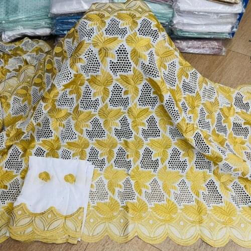 2021 African Swiss Cotton Lace Fabric Nigerian Swiss Voile Lace In Switzerland With Stones For Dress Wedding Sewing 7yds y70-37