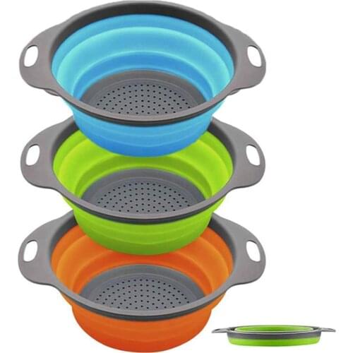 Silicone Collapsible Colander Save Kitchen Space Easy To Clean Great for Pasta Vegetables Fruits Fruits 3 Sets