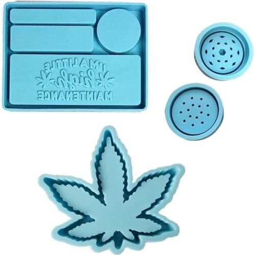 3Pcs Silicone Resin Mold Maple Leaf Ashtray Mold and Spice Grinder Resin Mold Leaves Storage Box Resin Casting Molds Kit