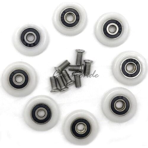 8 pieces Sliding Shower Roller Wheel Plastic Door Replacement Roller Wheel Runner Diameter 23mm with M5 screw
