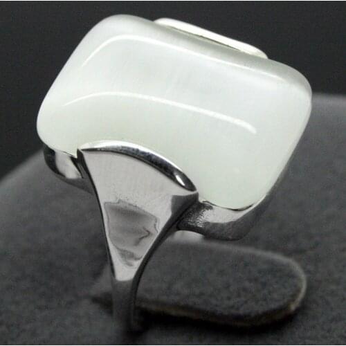 Free shipping FACED WHITE 11.14mm OPAL 925 STERLING SILVER RING SIZE 7/8/9/10