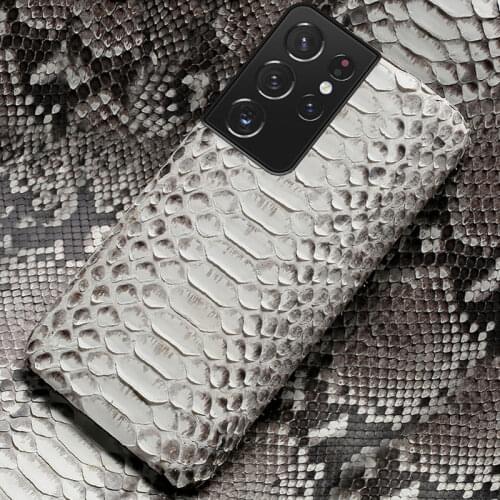 Genuine Python Leather phone case For Samsung galaxy S21 Ultra s21 plus S20 Plus Snakeskins cover for Samsung Note 20 note 10