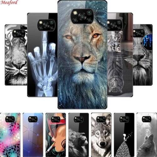 Tempered Glass Back Case For Xiaomi POCO X3 NFC Poco X3 Pro Case Phone Cover For Xiaomi Mi 10T Lite Phone Case POCO X3 NFC Case