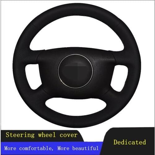 DIY Accessories Steering Wheel Cover Black Hand-stitched Artificial Leather For Audi A6 2000-2004 Audi A3 2000-2003 A4 B6 2002